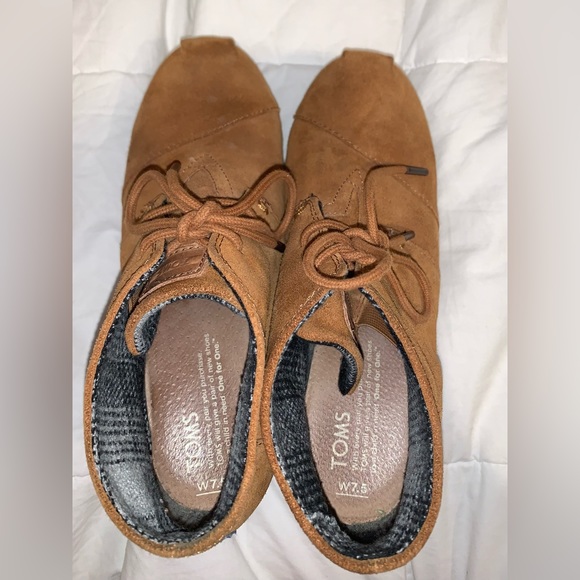TOMS Suede wedge ankle boots booties women’s size 7.5 - Picture 8 of 13